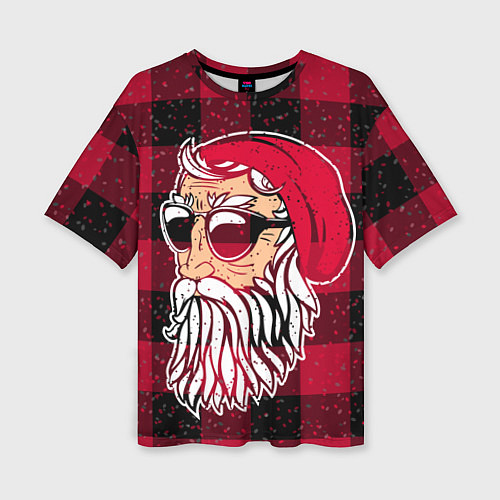 Женская футболка оверсайз Санта хипстер / 3D-принт – фото 1