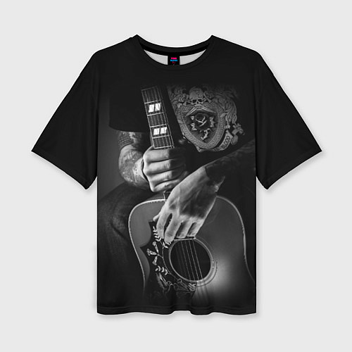 Женская футболка оверсайз Гитарист-рокер / 3D-принт – фото 1