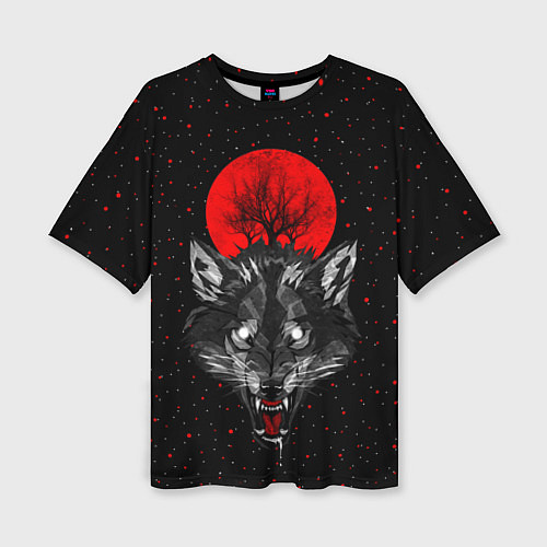 Женская футболка оверсайз Кровавая Луна / 3D-принт – фото 1
