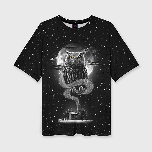 Женская футболка оверсайз Ночная сова / 3D-принт – фото 1