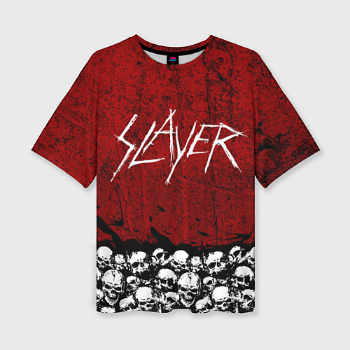 Женская футболка оверсайз Slayer Red / 3D-принт – фото 1