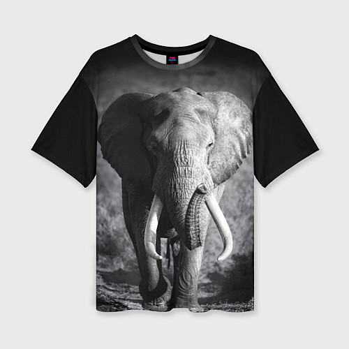 Женская футболка оверсайз Бегущий слон / 3D-принт – фото 1