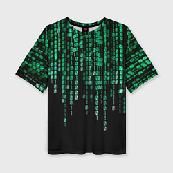 Женская футболка оверсайз Цифровой поток из матрицы
