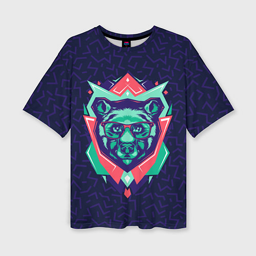 Женская футболка оверсайз Hipster Bear / 3D-принт – фото 1