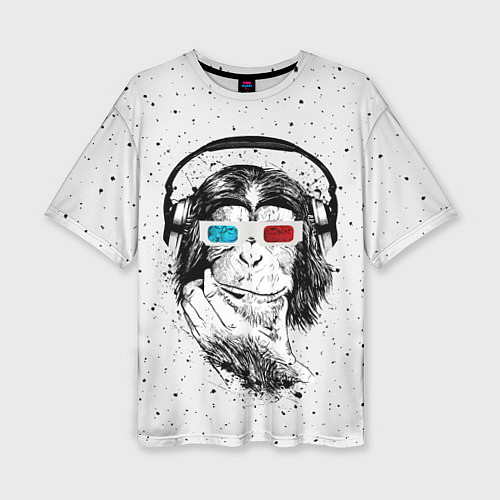 Женская футболка оверсайз Обезьяна в наушниках / 3D-принт – фото 1
