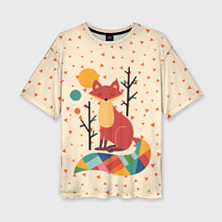Женская футболка оверсайз Осенняя лисичка