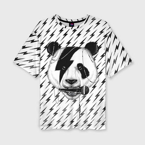 Женская футболка оверсайз Панда вокалист / 3D-принт – фото 1