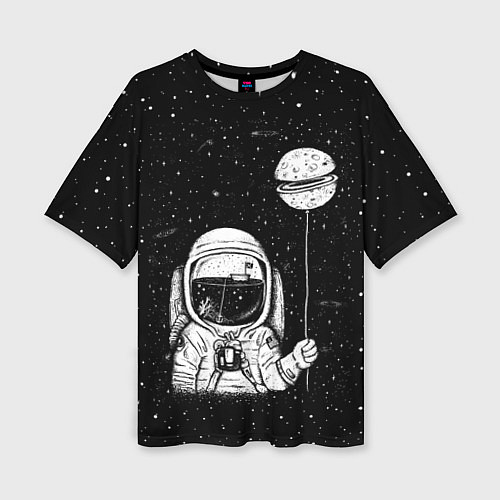 Женская футболка оверсайз Астронавт с шариком / 3D-принт – фото 1