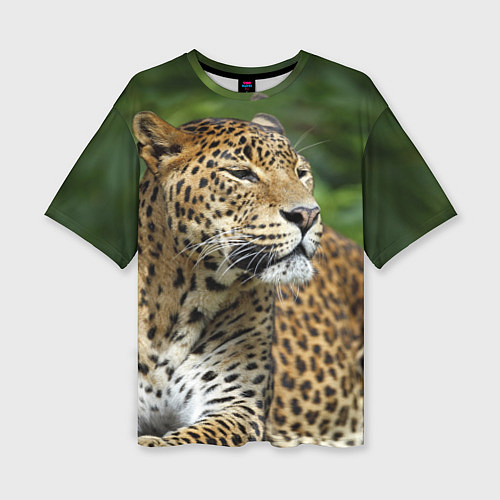 Женская футболка оверсайз Лик леопарда / 3D-принт – фото 1