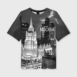 Женская футболка оверсайз Огни ночной Москвы
