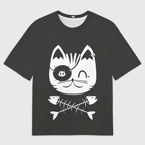 Женская футболка оверсайз Кот пират / 3D-принт – фото 1