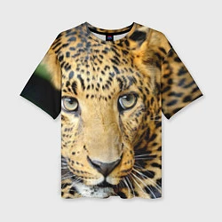 Женская футболка оверсайз Улыбка леопарда
