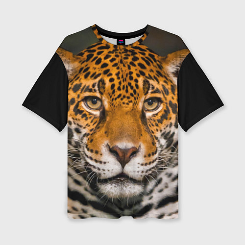 Женская футболка оверсайз Взгляд ягуара / 3D-принт – фото 1