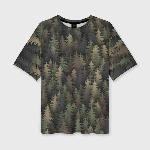 Женская футболка оверсайз Лесной камуфляж / 3D-принт – фото 1