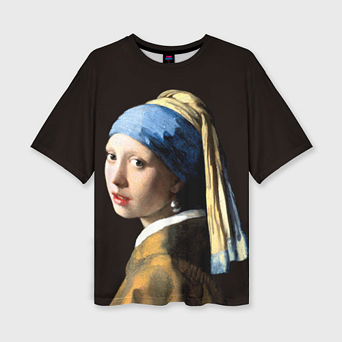 Женская футболка оверсайз Девушка с жемчужной сережкой / 3D-принт – фото 1