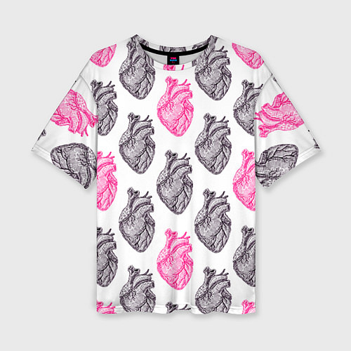Женская футболка оверсайз Сердца 1 / 3D-принт – фото 1