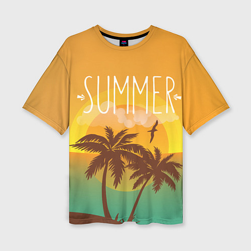 Женская футболка оверсайз Летний пляж / 3D-принт – фото 1