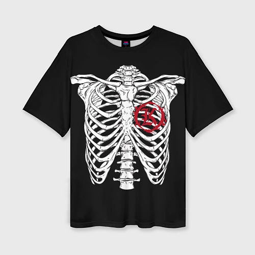 Женская футболка оверсайз Кукрыниксы: Скелет / 3D-принт – фото 1
