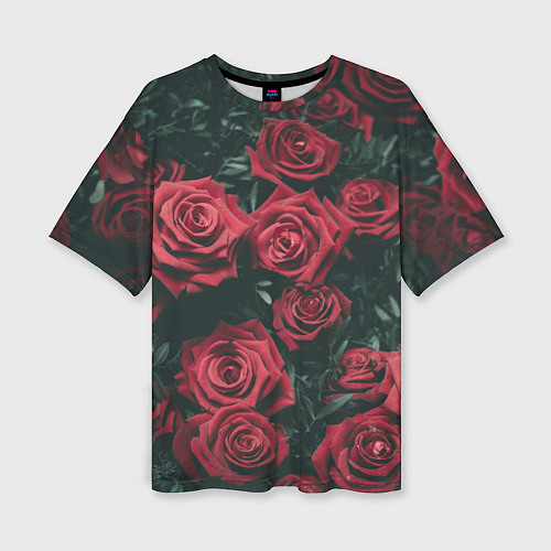 Женская футболка оверсайз Бархатные розы / 3D-принт – фото 1