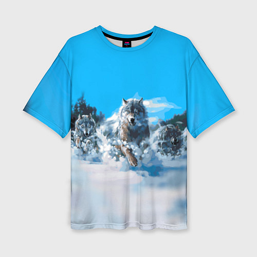 Женская футболка оверсайз Волчья охота / 3D-принт – фото 1