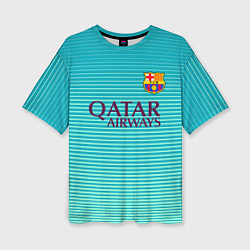 Футболка оверсайз женская Barcelona FC: Aqua, цвет: 3D-принт