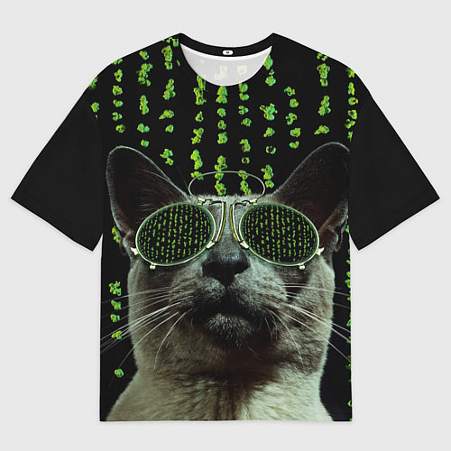 Женская футболка оверсайз Кот в матрице / 3D-принт – фото 1