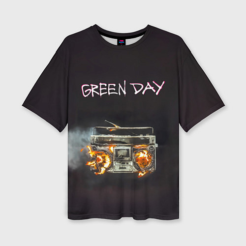 Женская футболка оверсайз Green Day магнитофон в огне / 3D-принт – фото 1