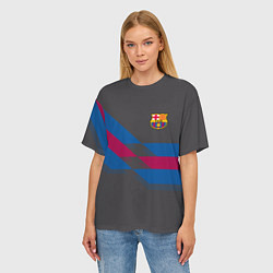 Футболка оверсайз женская Barcelona FC: Dark style, цвет: 3D-принт — фото 2