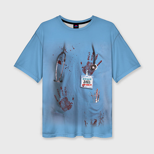 Женская футболка оверсайз Костюм врача кровь / 3D-принт – фото 1
