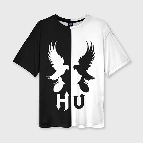 Женская футболка оверсайз HU: Black & White / 3D-принт – фото 1