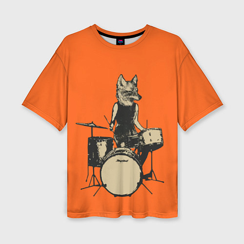 Женская футболка оверсайз Drums Fox / 3D-принт – фото 1