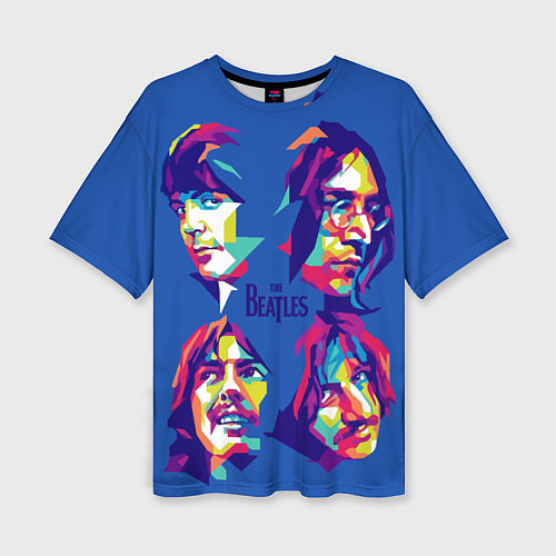 Женская футболка оверсайз The Beatles: Faces / 3D-принт – фото 1