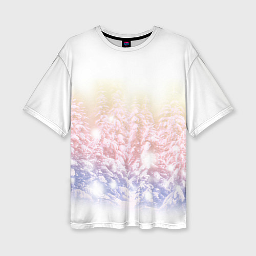 Женская футболка оверсайз Зимний лес / 3D-принт – фото 1