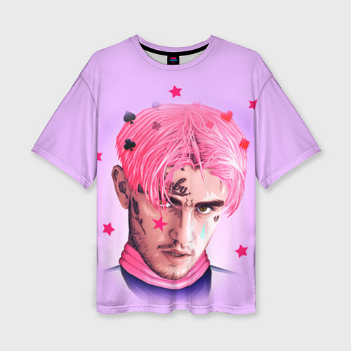 Женская футболка оверсайз Lil Peep: Pink Edition / 3D-принт – фото 1