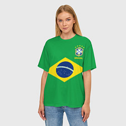 Футболка оверсайз женская Сборная Бразилии: зеленая, цвет: 3D-принт — фото 2