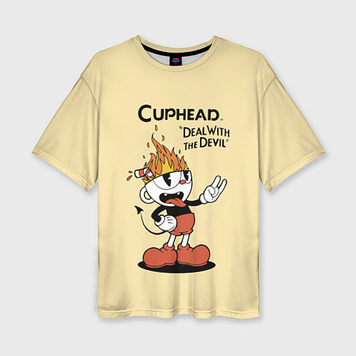 Женская футболка оверсайз Cuphead: Flame Mugman / 3D-принт – фото 1