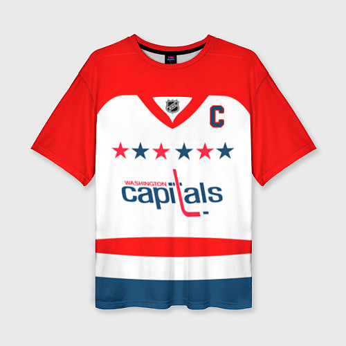 Женская футболка оверсайз Washington Capitals: Ovechkin White / 3D-принт – фото 1