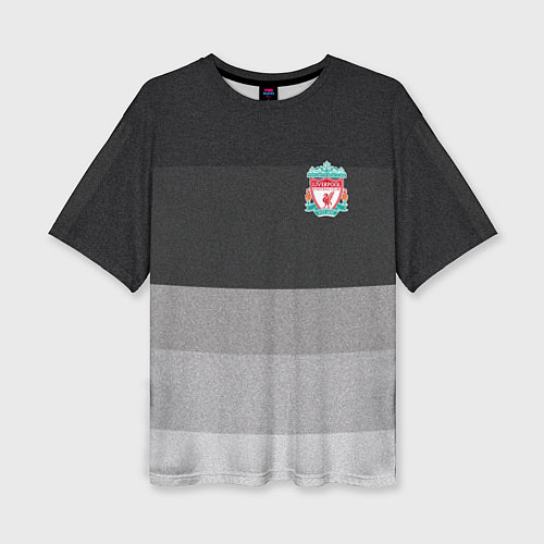 Женская футболка оверсайз ФК Ливерпуль: Серый стиль / 3D-принт – фото 1