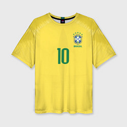 Женская футболка оверсайз Сборная Бразилии: Неймар ЧМ-2018 домашняя