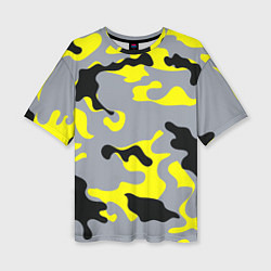 Футболка оверсайз женская Yellow & Grey Camouflage, цвет: 3D-принт