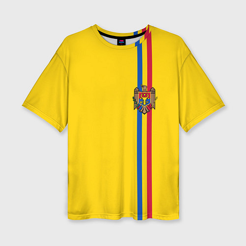 Женская футболка оверсайз Молдавия: лента с гербом / 3D-принт – фото 1
