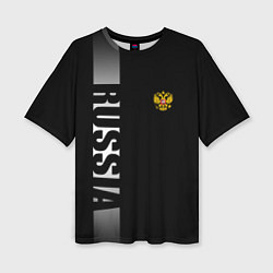 Женская футболка оверсайз Russia: Black Line