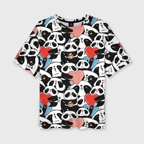 Женская футболка оверсайз Funny Pandas / 3D-принт – фото 1