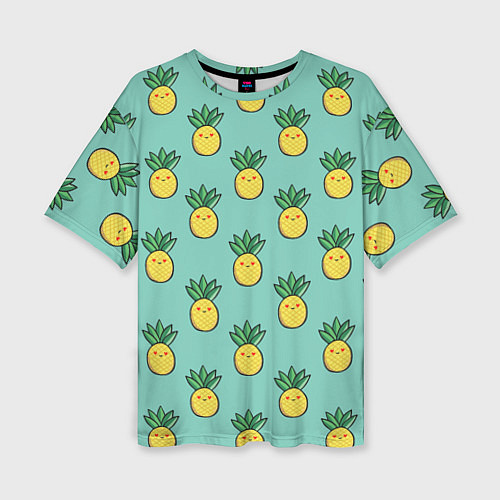 Женская футболка оверсайз Веселые ананасы / 3D-принт – фото 1