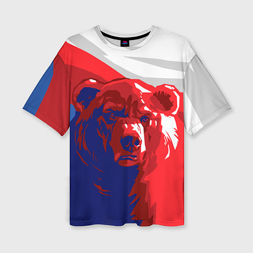 Женская футболка оверсайз Российский медведь / 3D-принт – фото 1