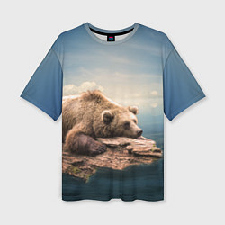Женская футболка оверсайз Грустный медведь
