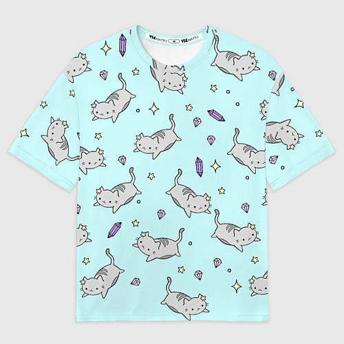 Женская футболка оверсайз Кавайные котики / 3D-принт – фото 1