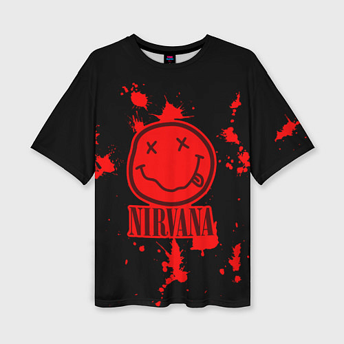Женская футболка оверсайз Nirvana: Blooded Smile / 3D-принт – фото 1
