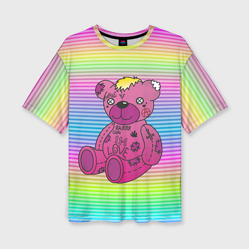 Женская футболка оверсайз Lil Peep Bear / 3D-принт – фото 1