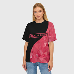 Футболка оверсайз женская Black Pink: Pink Polygons, цвет: 3D-принт — фото 2